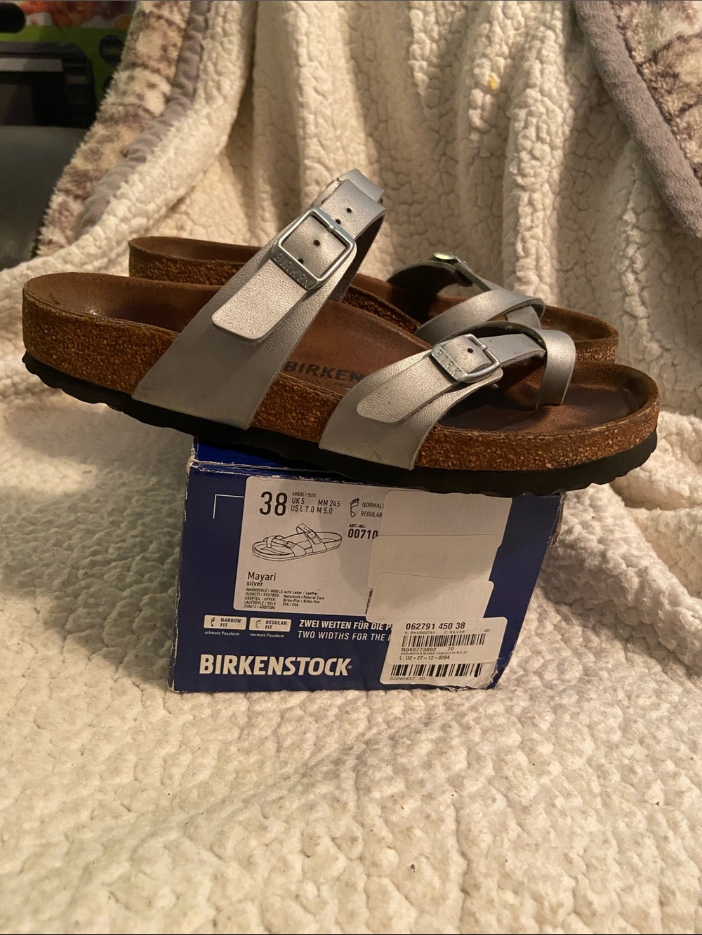 Birkenstock Mayari Metallic Silver Dual-Strap Sandals